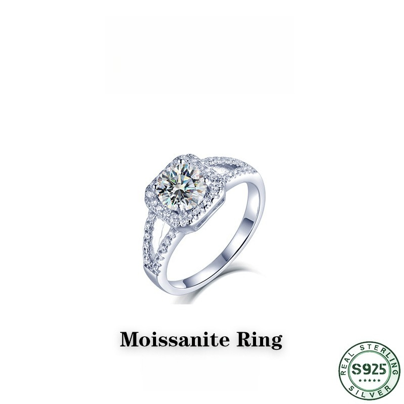 Moissanite Engagement Ring 1 Carat - Çok satan, %100 S925 gümüşten yapılmış,