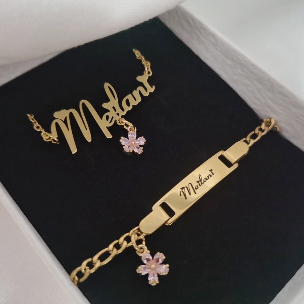 Custom Name Necklace Stainless Steel - LeeChee çiçek zirkon küçük kolye özel