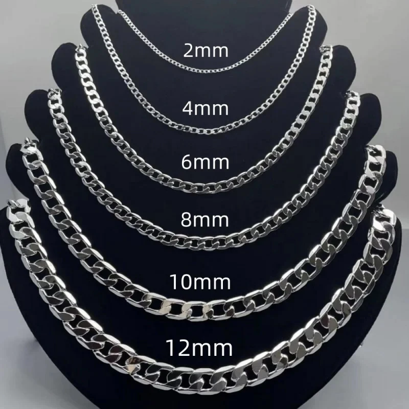 Cuban Link Chain 12Mm - Erkek 925 Ayar Gümüş Kolye 2/4/6/8/10/12