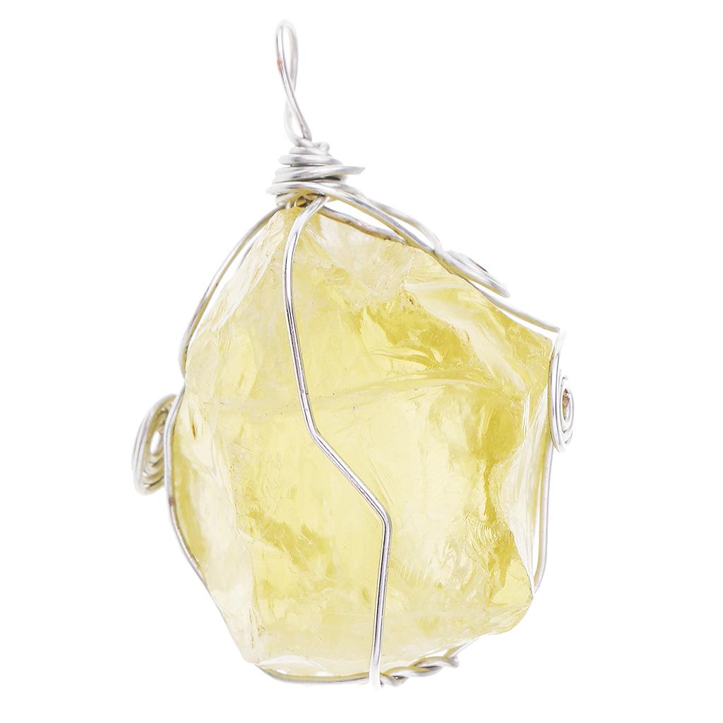 Crystal Pendant Necklace Natural Stone - Sitrin Kolye Doğal Sarı Kristal Kolye