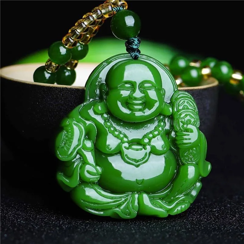 Çin yeşil yeşim Maitreya buda  - Necklaces incelemesi ve fiyatı