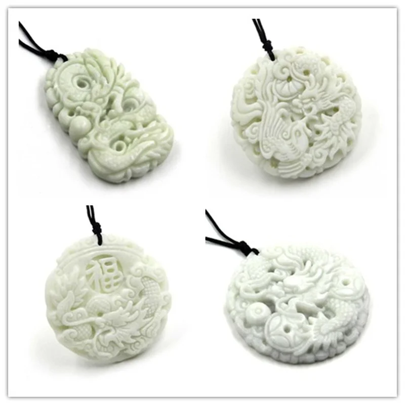 Doğal Beyaz yeşim Ejderha Phoe - Necklaces incelemesi ve fiyatı