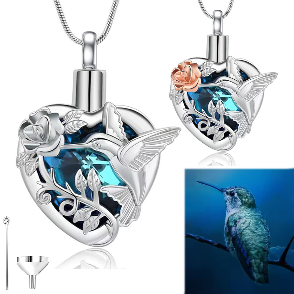 Sinek kuşu kalp Urn madalyon k - Heart Locket Necklace Photo incelemesi ve fiyatı