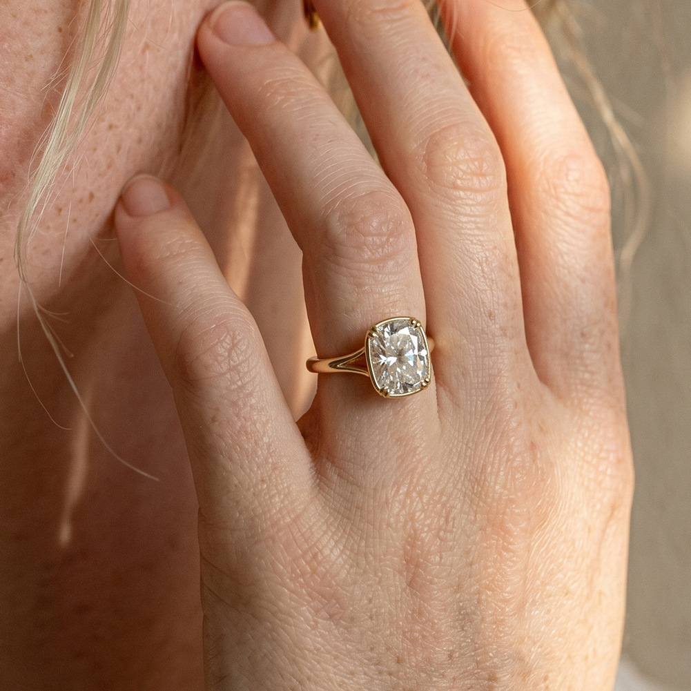 S925 Ayar Gümüş 1 Karat Kare M - Moissanite Engagement Ring 1 Carat incelemesi ve fiyatı