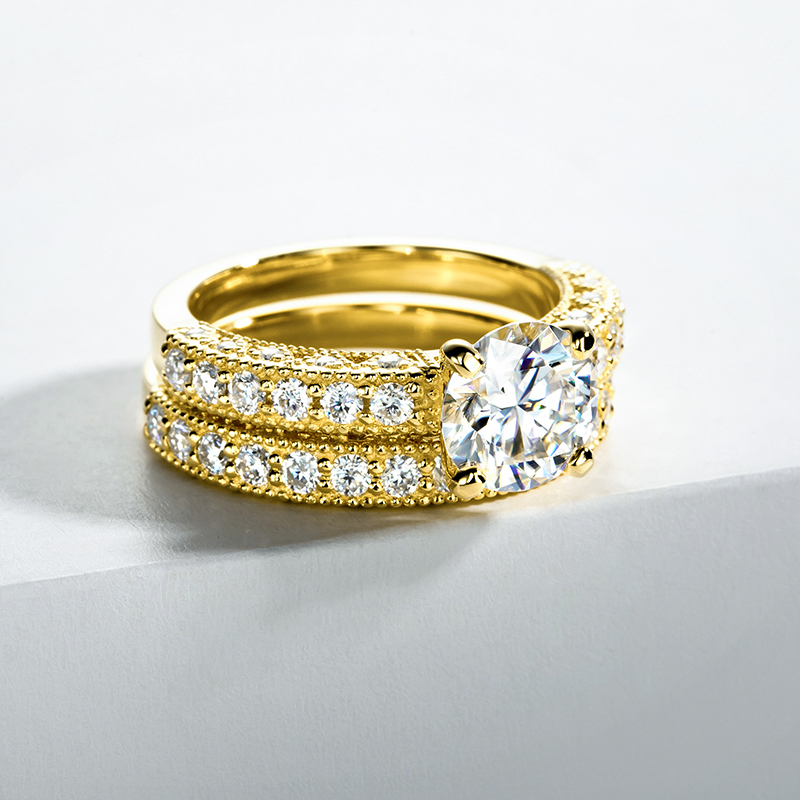 Kadınlar İçin Yüzük Seti 925 A - Moissanite Engagement Ring 1 Carat incelemesi ve fiyatı
